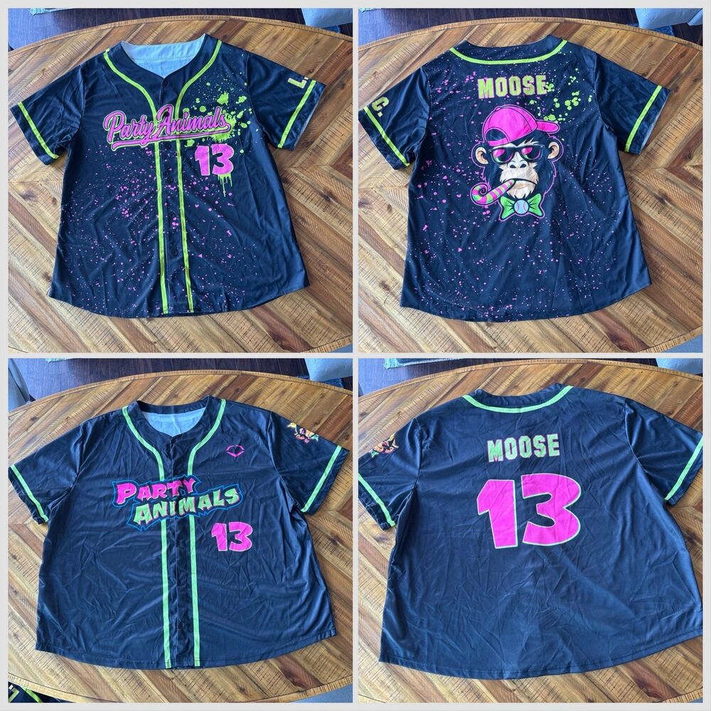 Party Animals Savannah Bananas Baseball Jersey Bundle #13 Moose - two jerseys